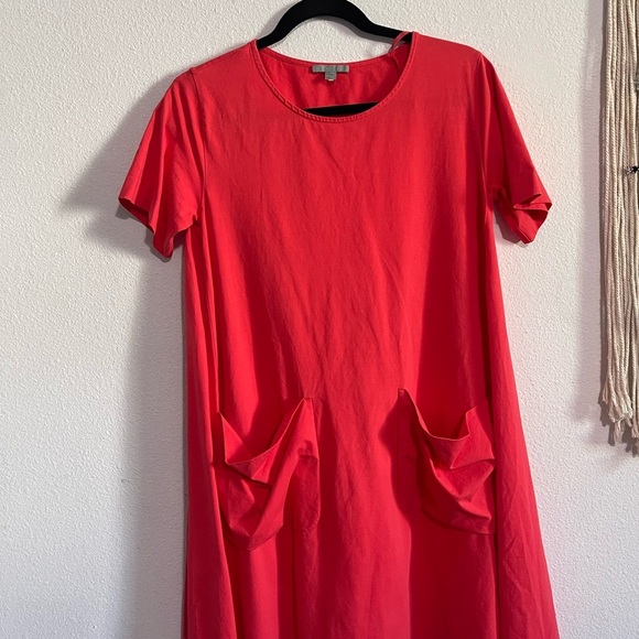 COS A-line Jersey Dress in signal red- size medium - Picture 1 of 7